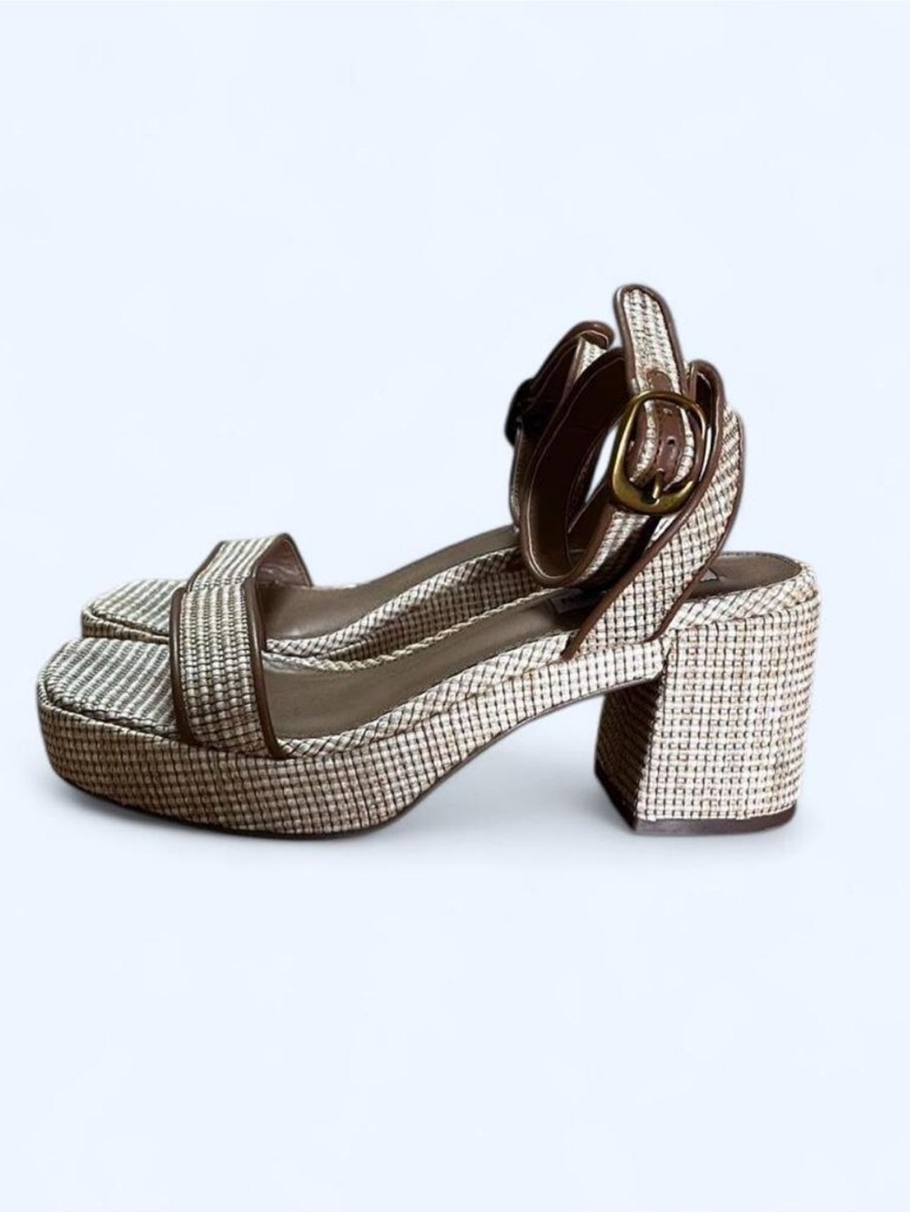 Steve Madden Neutral Plaid Platform Heels